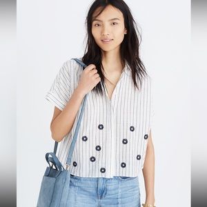 Madewell Floral Embroidered Hilltop Shirt Button Down Size Medium